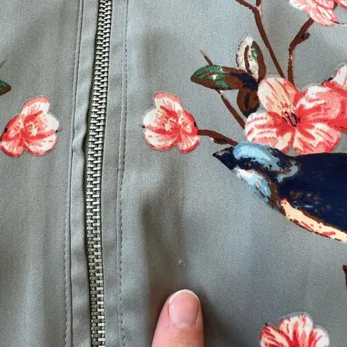 Belle Sky floral and bird bomber jacket