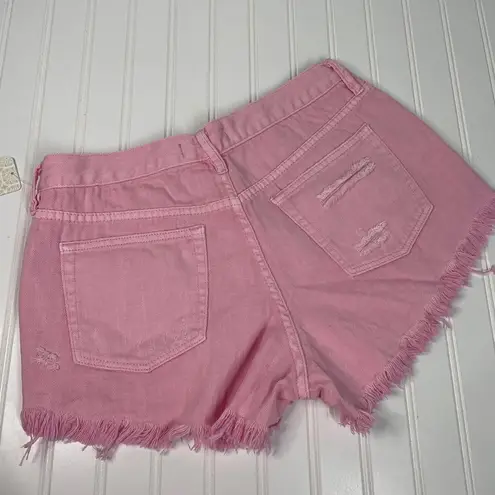 Free People NWT  Women’s Pink Belt Lopped Distressed Bermuda Short Size 29