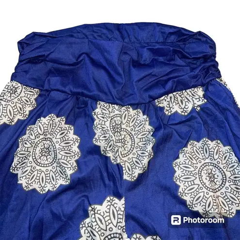 Boutique Womens Harem Pants Bohemian Lightweight Blue White Geo Print XXL Size undefined