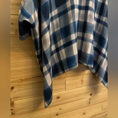 St. John Size Medium Silk Spandex Blend Plaid Lagenlook Short Sleeve Blouse