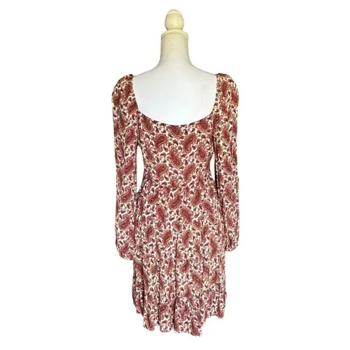 Faithfull the Brand Faithful The Brand Naline Mini Dress in Burgundy Sable Paisley- size 6