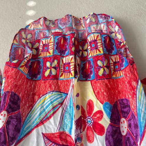 Jams World Vintage Retro Trinity Floral Artwork Button Down Shirt Womens Medium