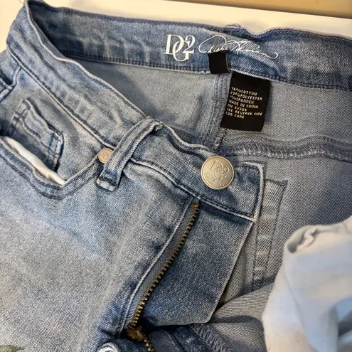 DG2 Diane Gilman Painted Floral Rose Ankle Skinny Jeans Light Wash Womens 4 P Blue Size 4P