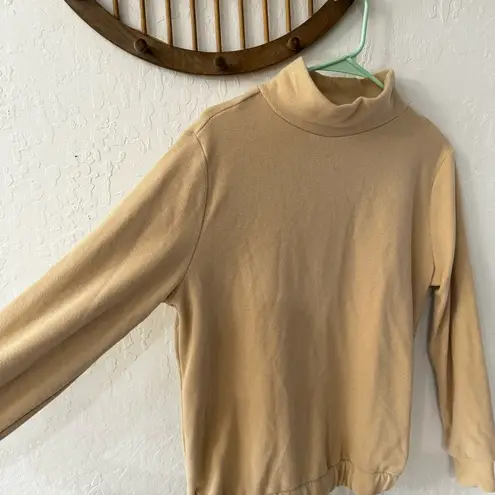 Dudley Stephens Tan Baldwin Mock Neck Terry Cloth Style Sweater XS
