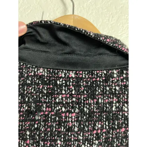 Armani Collezioni Black Pink Tweed Peplum Ruffle Hem Button Front Jacket 10