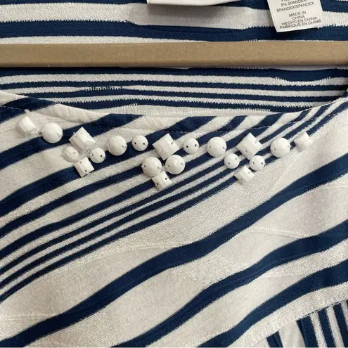 Catherines Navy and White Striped XL Top Nautical Yacht Resort Vacation Cruise Blue