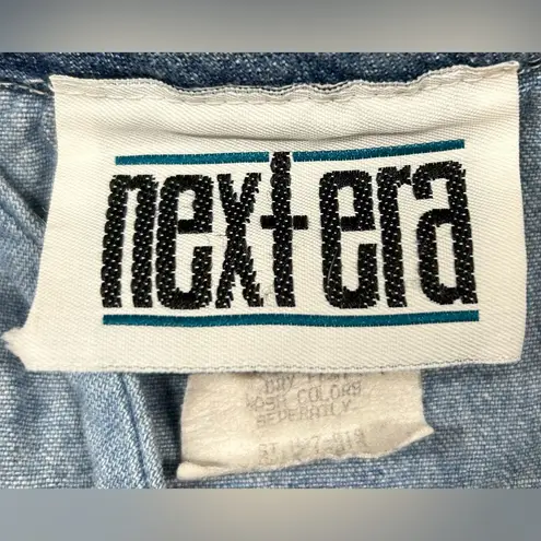 Next Era Size S 90’s Vintage 100% Cotton Denim Ruffle Blouse