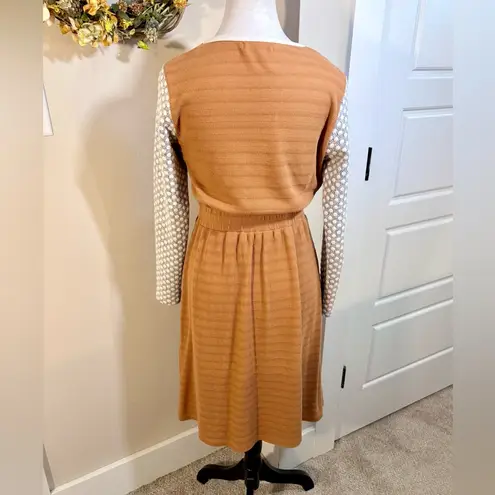 Roolee Zip-Side Nursing Friendly Dress Waffle Knit Midi Polka Dot Sleeve~S 💛