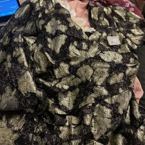 River Island NWT metallic thread ruched front mini dress in black