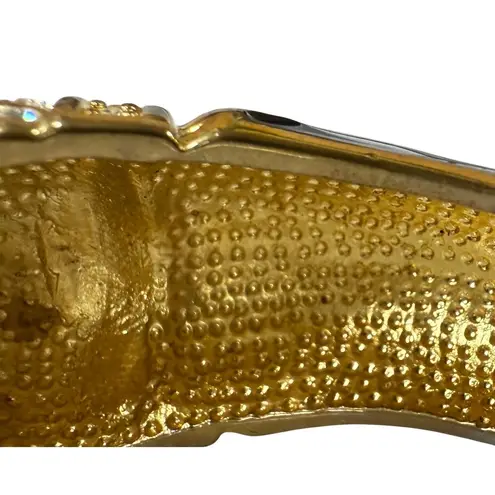 VTG Black Enamel Panther Door Knocker Bangle Bracelet Hinge Ciner Style Gold