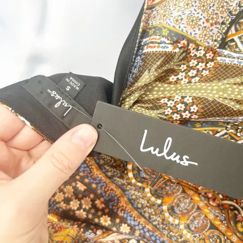 NWT Lulus Womens Mesmerizing Sight Paisley Print One Shoulder Bodysuit Size S Black