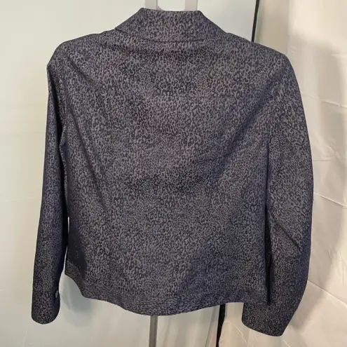 Peck & Peck Peck & Peck Weekend Blue Animal Print Blazer Button Front Jacket Womens Sz 12 - Image 7