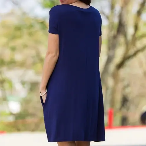 Piko 1988 The Perfect Piko Short Sleeve Swing Dress in Navy Size Small Blue