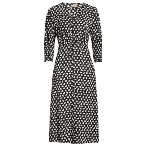 Hugo Boss 💙💖 Responsible Collection Daflori Balloon Sleeve Midi Spotted Dress