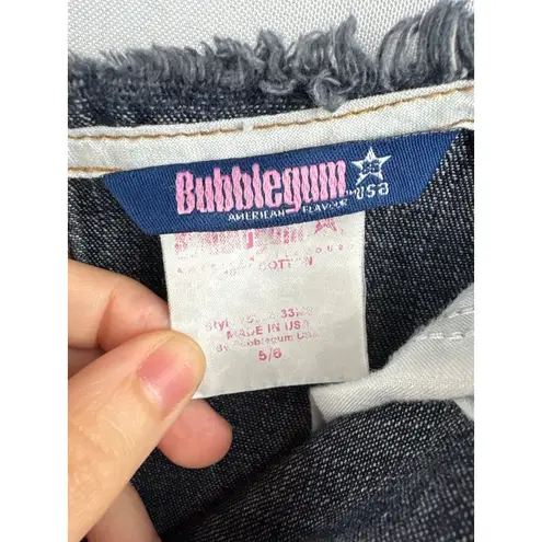 Bubblegum Womens Frayed Denim Skirt W/ Pockets & Front Zip Closure