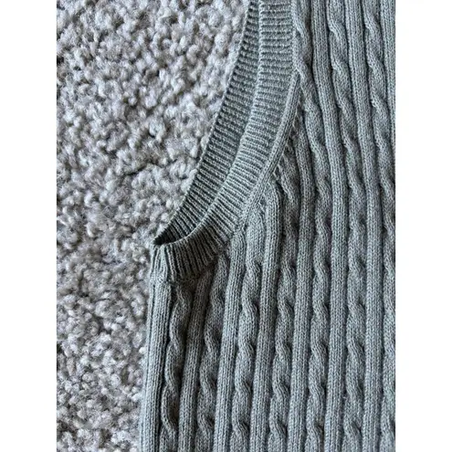 Jeanne Pierre Womens Medium Cable Knit Sweater Vest Top Sage Green