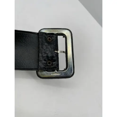 VTG Harry Goldberg Belt Co. Black Textured Classic Minimalist Artsy 26