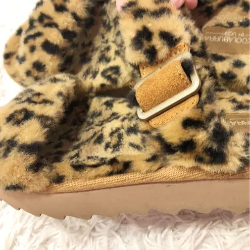 Koolaburra by Ugg  Furrah fuzzy leopard print Slide Sandals Brown Size 9