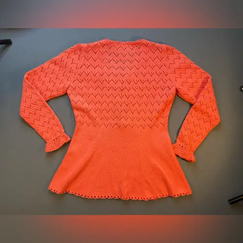 Vintage Picardo Knits Maxi Dress 2 pieces long sleeve jacket + sleeveless dress Orange