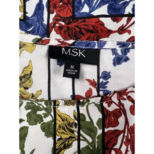 MSK WOMENS FLORAL IVORY MULTI JEWEL TONES SLEEVELESS WOMENS SHEATH DRESS MEDIUM