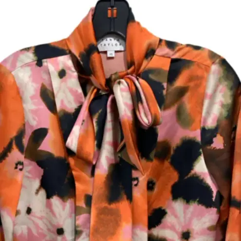 Tanya Taylor Canyon Tie-Neck Blouse Watercolor Poppy Print Size XS