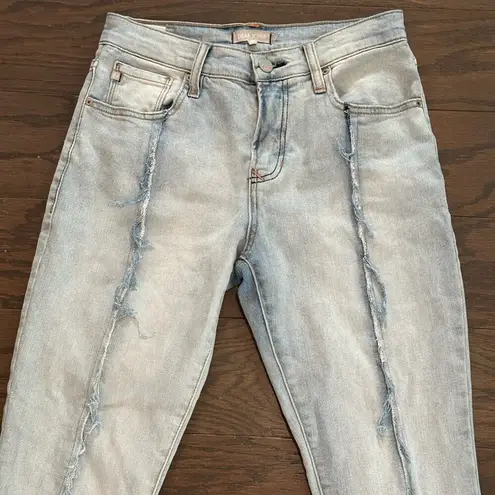 Dear John  High Rise Light Wash Flare Frayed Front Seam Jeans Size 25