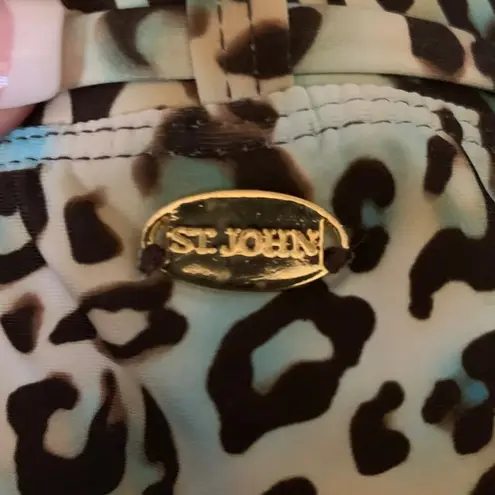 St. John Leopard Print Bikini Bottoms Beaded Size 8 Blue & Brown Resort Travel