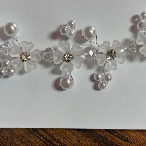 Galina Signature White Crystal, Pearl Necklace Floral Design