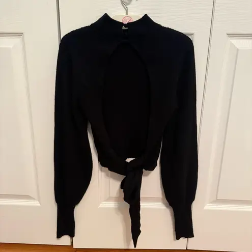 Reformation  Osteria Open Back Tie Sweater in Black - Image 4