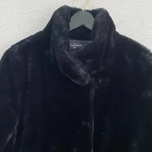 Coffee Shop New York Black Faux Fur Fuzzy Soft Coat Size XL NWT