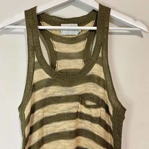 Michael Stars Women's Paloma Striped Tank Top Cream Green Size 1 EUC
