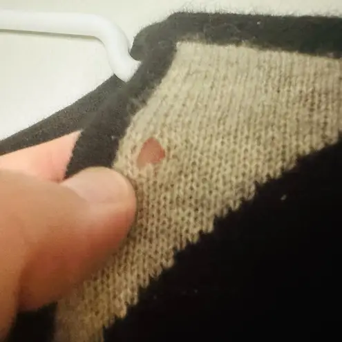 Charter Club Luxury Cashmere Black Brown Geometric Long Sleeves Sweater Size M