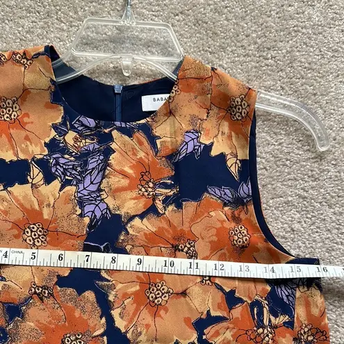 Babaton Aritzia Hopkins Blouse Floral Top Navy Orange Front Tie Women’s XXS