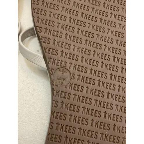 Tkees Beige Leather Thong Strap Ankle Wrap Sandals Women Size 7