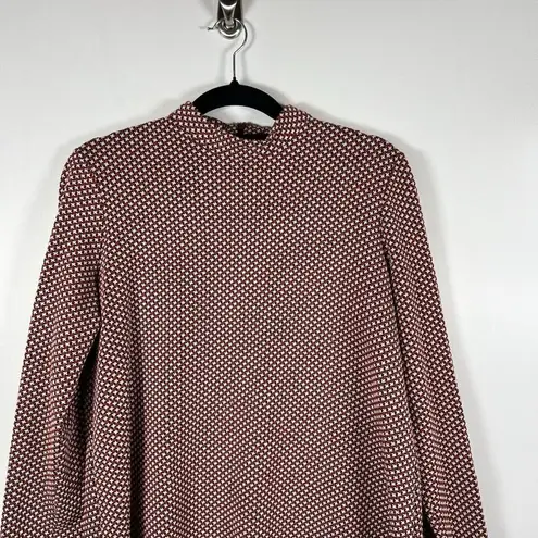 Tyler Boe Mock Neck Chrissy Jacquard Houndstooth Preppy Swing Dress Size Small Red