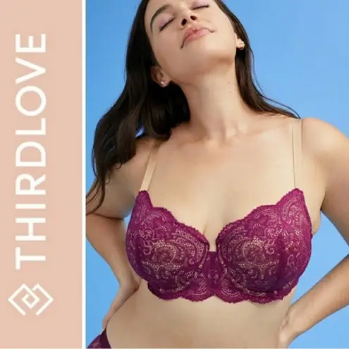 Thirdlove  Memory Foam Lace Balconette Bra Purple