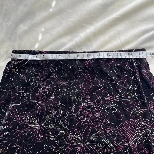 Briggs New York Vintage 90s black & pink/purple floral maxi skirt size large (p)