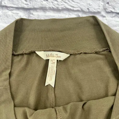 Matilda Jane Women's Big Ruffle Wide Leg Pants Tan Large Pull-On Stretch Comfort