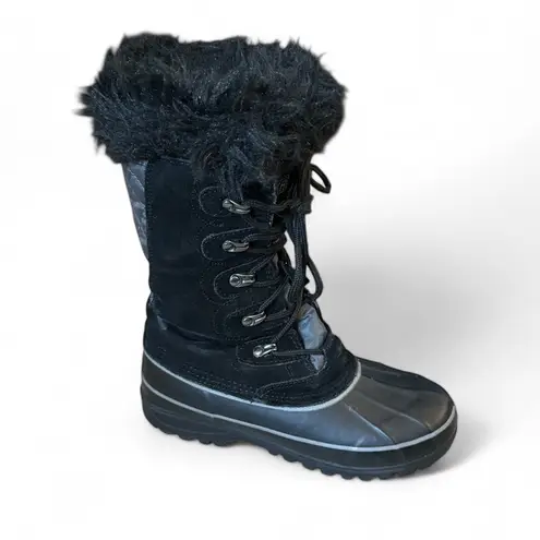 Khombu Nordic 2 women’s black suede leather winter snow boots size 7M
