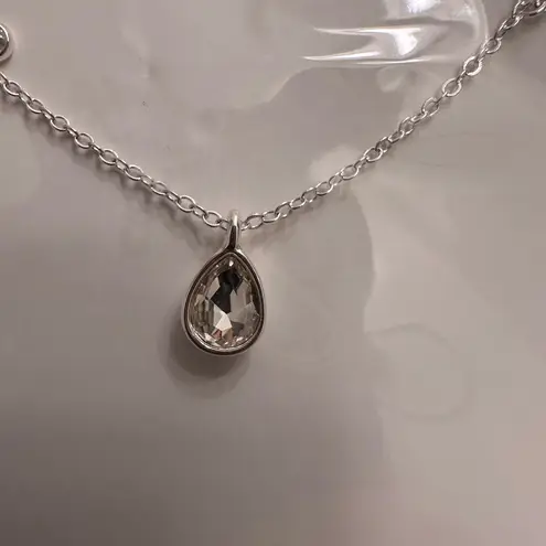 Ettika Silver Plated Dripping In Crystals Teardrop Necklace NWT