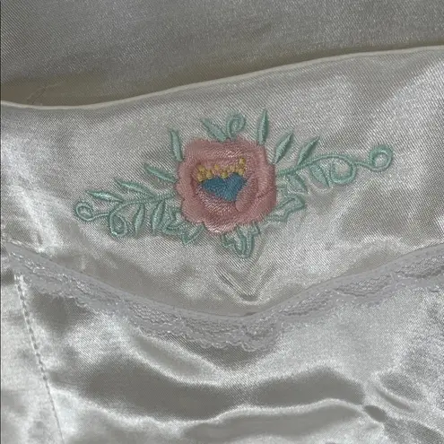 Adonna  White Satin Button-Up Sleep Shirt - Image 4