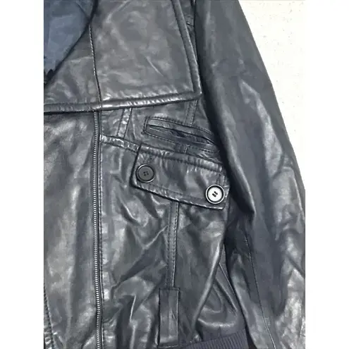 Pelle Studio Adult‎ Jacket Medium 100% Leather Black Y2K Bomber