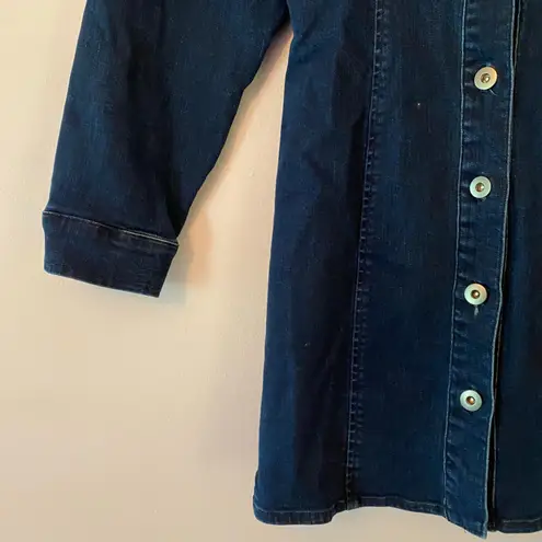 Free People  Amber Dark Wash Denim Long Sleeve Button Mini Dress Women's size 2