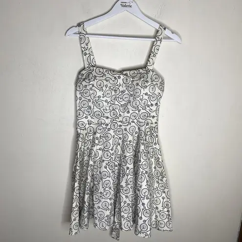 Ixia White & Black Bicycle Print Pinup Fit &Flare Mini Dress Size Large