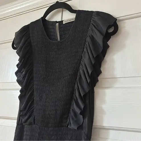 Ulla Johnson Ulla Johnson Coco Midi Dress Noir Black Size 6 Smocked Top Ruffle Sleeve Midi