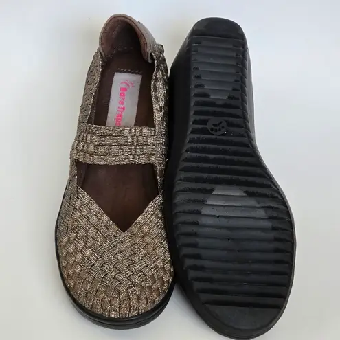 Bare Traps Ursala Bronze Metallic Woven Mary Jane Wedge Heels Shoes Size 7½