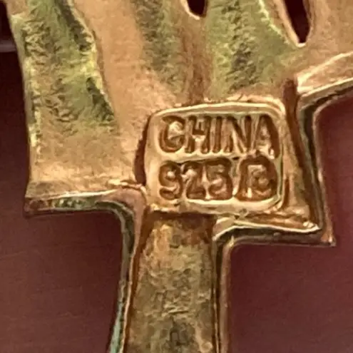 Ross Simons Vintage Vermeil Gold Over 925 Sterling Silver Pave Pendant Necklace