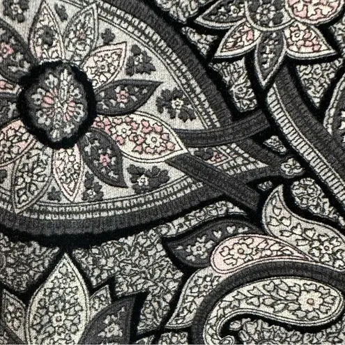 Susan Bristol Vintage Velvet Burnout Black & Pink Paisley Pencil Skirt Size 8 M