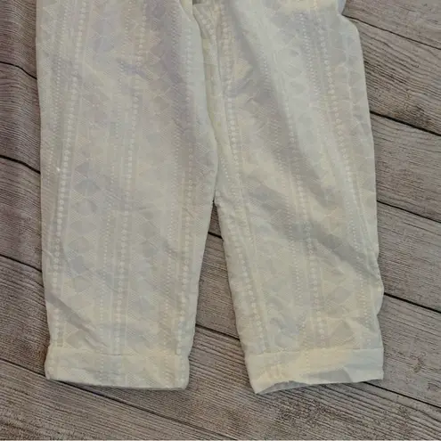 Iorane Laise Lace White Geometric Pattern Jumpsuit Size Large Tie Front NEW