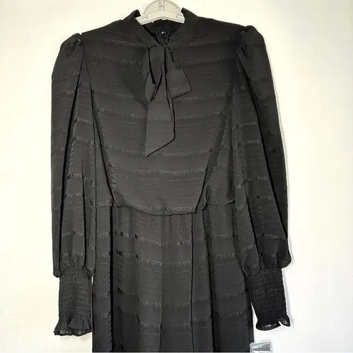 Julia Jordan Jumpsuit 6 Black Long Sleeves Elastic Neck Bow Polyester New